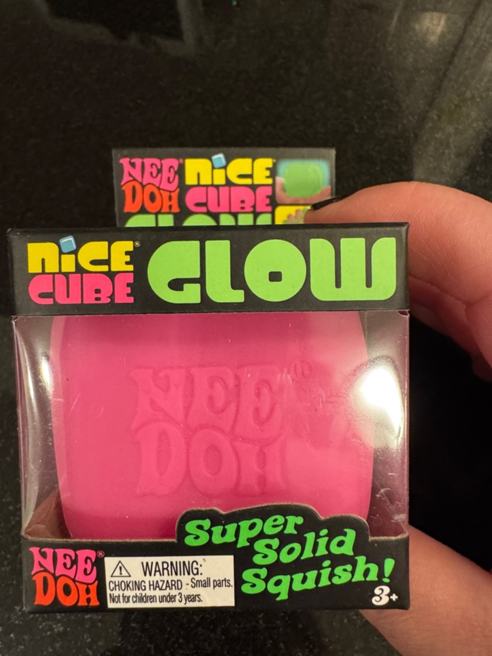 NIB 100% Auth NeeDoh Nice Cube Glow Super Solid Squish - Pink